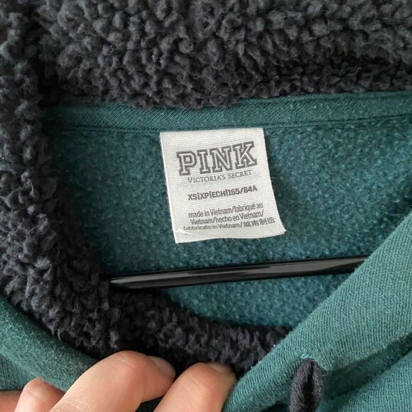 Pink Victoria’s Secret green hoodie - Picture 3 of 4